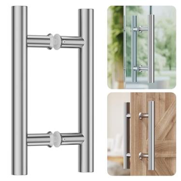 Imagem de Ranbo Hardware 25,4 cm de costas para trás 304 aço inoxidável puxador de porta de empurrar de dois lados, puxador de porta deslizante em forma de H, adequado para porta de vidro porta de madeira,