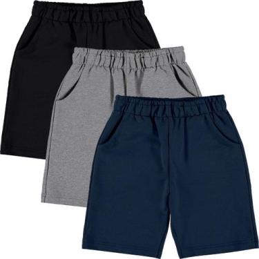 Imagem de Bermuda Infantil Masculina Moletinho Liso 3 Peças - Malwee, 4