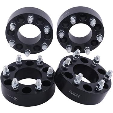 Imagem de VLAOSCHI Adaptadores de roda pretos 6 x 120 a 6 x 5,5 cm 2 polegadas 14 x 1,5 pinos compatíveis com Chevy GMC-Cadillac 6 Lug para Colorado 2015-2023 | 2018-2023 Traverse | Blazer 2019-2023 | 2015-2022