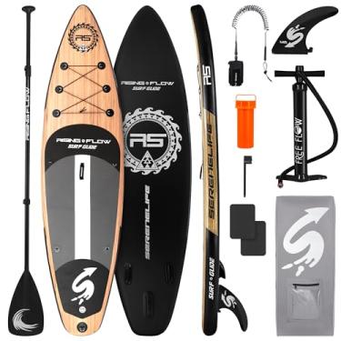 Imagem de SereneLife Inflatable Stand Up Paddle Board (6 Inches Thick) with Premium SUP Accessories & Carry Bag | Wide Stance, Bottom Fin for Paddling, Surf Control, Non-Slip Deck | Youth & Adult Standing Boat