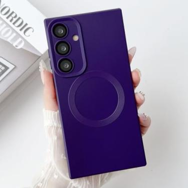 Imagem de Capa para Samsung S24Ultra de luxo magnética de silicone macio com carregamento sem fio (para Samsung S24Ultra/roxo escuro)