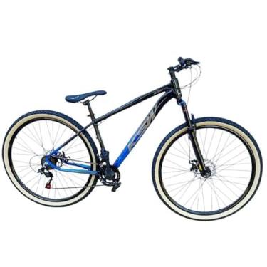Imagem de Bicicleta Aro 29 Ksw Adulto 21 velocidades Suspensão Dianteira 80mm Pneu Faixa Amarelo (PRETO/AZUL/PRATA, 21)