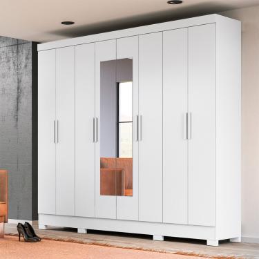 Imagem de Guarda Roupa de Casal com Espelho 236x212cm Diplomata Moval Cor:Branco