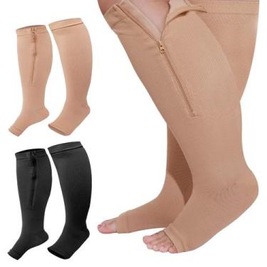 Imagem de Meias de compressão Hillban Calf Zipper 15-25 mmHg 2GG pretas nuas
