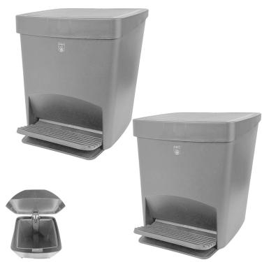 Imagem de Kit 2 Lixeira 15 Litros Grande Com Tampa Pedal Plástica Cozinha Preto - Gambrage 403170...