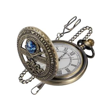 Imagem de Realpoo Relógio de bolso masculino de quartzo Three Small Gear, numerais arábicos, mostrador branco, relógio de bolso com corrente, CF-new20