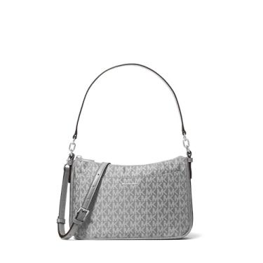 Imagem de Michael Kors Bolsa tiracolo Jet Set Pochette com zíper médio, ferragens prateadas/tonal MK Signature Nylon/Storm