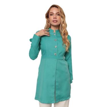 Imagem de Jaleco Feminino Manga Longa Gola Padre Botão Julie Verde Claro - garde