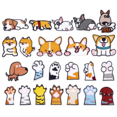 Imagem de PH PandaHall 23 estilos de adesivos de pata de cachorro e gato, bordado com tema de animal de estimação, costurado, aplique de ferro em apliques para reparo, roupas, mochilas, chapéus, sapatos
