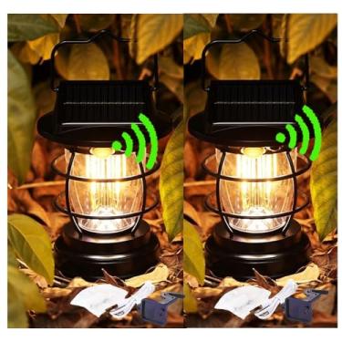 Imagem de Jearytop Lanterna Solar Led Para Acampamento, 4000 Mah, Recarregável, 6000 Lm, Luminária De Parede, Arandela Suspensa, Vintage, Sensor Movimento, 4 Modos, À Prova D'Água, Portátil, Quintal, Jardim,