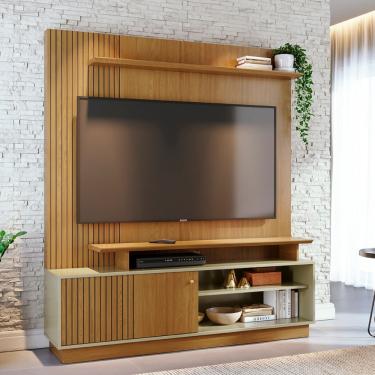 Imagem de Estante Home Frisado para TV até 65 Polegadas 1 Porta de Correr Ares Madetec