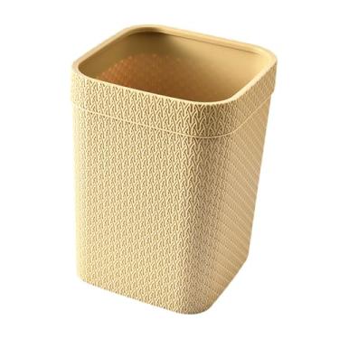 Imagem de Generic Lixeira com estampa de imitação de vime, lixeira portátil sem tampa de 12 litros, moderna, para quarto de hotel, fazenda, Amarelo