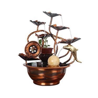 Imagem de XFNVXC Fontes de água para interior de mesa - Cachoeira de 5 camadas com bola rolante fonte decorativa para casa, escritório, sala de estar, fonte de mesa