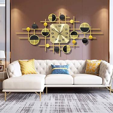 Imagem de CUTPOIY Enrolamento gigante 100 cm, pêndulo mural, arte metálica, relógio numérico moderno para o relógio de parede silencioso criativo silencioso, decoração interior -102 x 47 cm