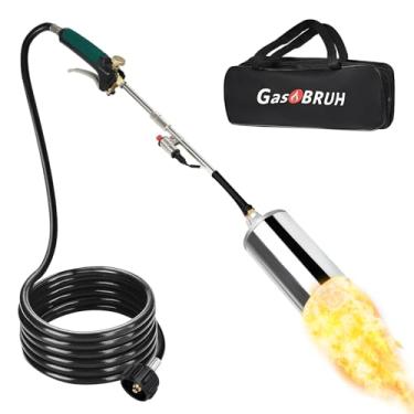Imagem de GasBRUH Tocha de propano queimador de ervas daninhas de alto rendimento 360.000 BTU com mangueira de 3 m, maçarico de sopro resistente com controle de chama e botão de ignição turbo de gatilho