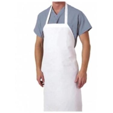 Imagem de 10 Avental de pvc branco forrado 1,20x0,70, modelo açogueiro, tiras so