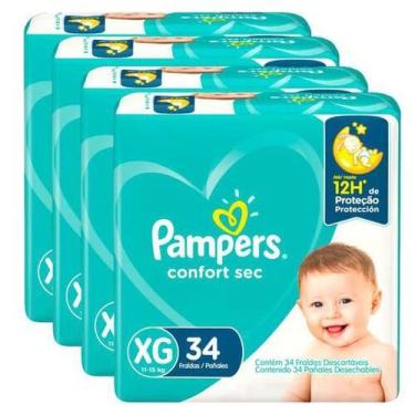 Imagem de KIT LEVE 4 PAGUE 3 FRALDAS PAMPERS CONFORT SEC XG/34 = 136un
