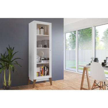 Imagem de Cristaleira Sala Jantar Malta c/ 1 Porta c/ Vidro Branco - Genialflex
