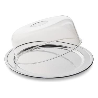 Imagem de Porta Bolo Inox Com Tampa Transparente E Base 26cm - Ke Home