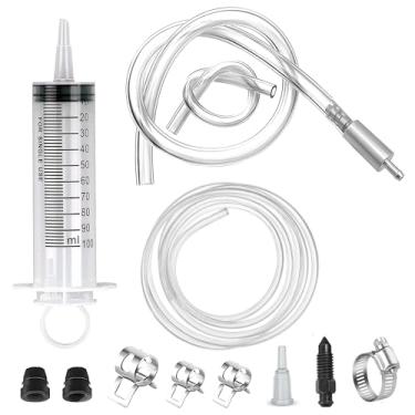 Imagem de Ojeemii Kit de sangramento de freio, kit de sangramento de freio a disco hidráulico, kit de sangramento de freio de motocicleta inclui seringa de 100 ml, mangueira de 50 cm e kit de mangueira de