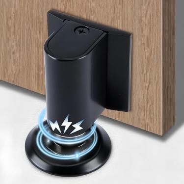 Imagem de Tampa magnética de cunha, sem furadeira, batentes invisíveis para portas internas, suporte magnético resistente, evita batidas de porta para casa e escritório (1, preto)