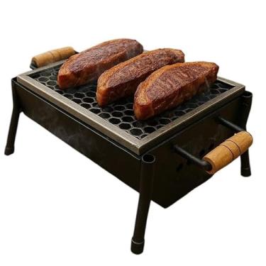 Imagem de Casa JD Churrasqueira Móvel Mini, Preta, a Carvão, Portátil com Grelha Hexagonal, para Churrasco ao Ar Livre