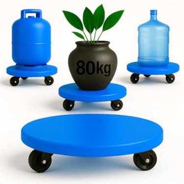 Imagem de Suporte para Vasos de Plantas em Cimento Azul Oceano | 25cm | Rodízios ABS Giratórios | Suporta 80kg | Design Moderno e Minimalista | by Ateliê TH Wood Art