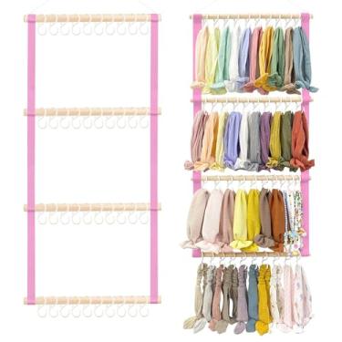 Imagem de POVETIRE Suporte de faixa de cabeça para meninas, organizador de cabeça, acessórios de cabelo, organizador de exibição, decoração de parede para quarto de bebê e menina
