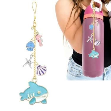 Imagem de Z-synka Alça e pingente para garrafa de água Owala 680 g, 946 ml, 1,134 g, para acessórios Owala e Stanley Cup Accessories (tubarão)