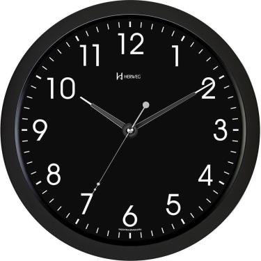 Imagem de Relógio Parede Quarto Preto Com Luz Led Sensor Herweg 6809