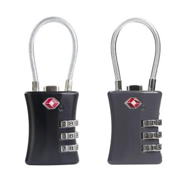 Imagem de UP Security Fechaduras TSA para bagagem, cadeado de combinação pequena, fechaduras de bagagem aprovadas pela TSA, combinação de cadeado com cabo, para mala, armário de academia, estojo de arma, lata