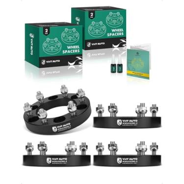 Imagem de YHTAUTO Espaçadores de roda de 15 x 14 cm compatíveis com espaçadores de pneu Frontier, Pathfinder, Xterra, Titan, Armada, Pickup, QX4, QX56 6 espaçadores de pneu com pinos de grau M12 x 1,25 e 12,9, furo do cubo de 108 mm, 4 peças, preto