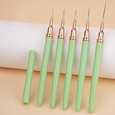 Imagem de Conjunto de 5 pincéis de delineador de arte de unhas, pincel de delineador ultrafino para gel de unhas, caneta de design de arte de pintura para linhas longas, ideal para uso em bricolage e salão, 7/9