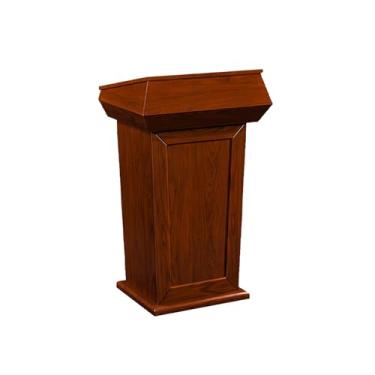 Imagem de Suporte de pódio de madeira, suporte de pódio para igreja, pódio de púlpito espaçoso com área de armazenamento de 2 camadas, palestra de sala de aula de igreja com defletor alto, feito de placa MDF