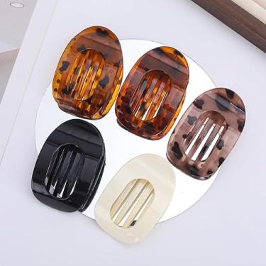 Imagem de 5 peças elegantes elípticas brilhantes com estampa de leopardo conjunto de grampos de cabelo para mulheres chiques ocas clipe de bico de pato acessórios de cabelo minimalistas para uso diário