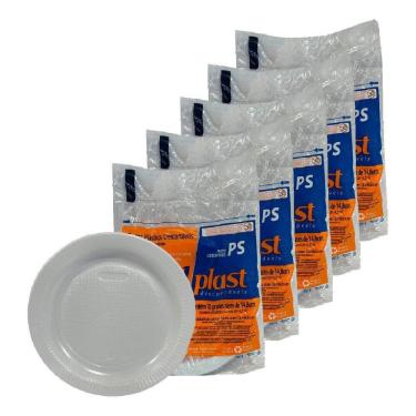 Imagem de Prato Descartável Sobremesa Raso 15Cm C/50 Cor Branco Bolo