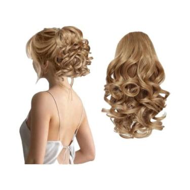 Imagem de Extensões De Rabo De Cavalo Sintético Curto E Cacheado Com Clip Para U