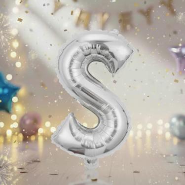 Imagem de Balões grandes de letras prateadas de 81 cm P, balões Slphabet Mylar preenchidos com hélio para festas de aniversário e decorações comemorativas, suprimentos grandes de decoração de festa prata