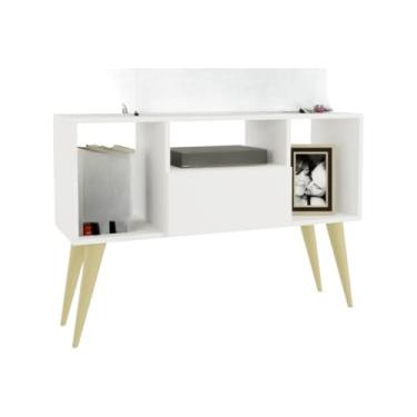 Imagem de MóVel Para TelevisãO De 40 Polegadas – Estante Para Sala De Estar E Quarto, Design Vintage Moderno(Branco)