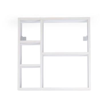 Imagem de Prateleira MDF Em Quadro Com Nichos Internos Suporte Invisivel Com Kit Montagem (Branco)