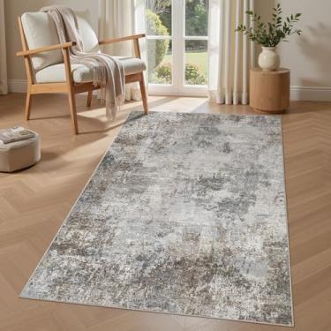 Imagem de Tortania Tapete lavável 7,5 x 12,7 cm - Tapetes neutros abstratos modernos para ambientes internos macios e finos antiderrapantes para entrada, porta da frente, sala de estar, quarto, decoração de