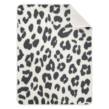 Imagem de Qilmy Cobertor de bebê com estampa de leopardo 76 x 101 cm, cobertor infantil de algodão macio para meninos e meninas, cobertor leve e quente para bebês e bebês recém-nascidos