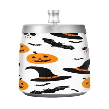 Imagem de Qilmy Chapéus de bruxa cinzeiro de aço inoxidável com tampa - Cinzeiro de cigarro à prova de vento sem cheiro sem fumaça para casa, escritório, carro, pátio, varanda (uso interno e externo)