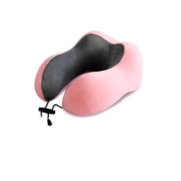 Imagem de Almofada Travesseiro de Pescoço para Viagem com Espuma Viscoelástica, Design Ergonômico e Fecho Ajustável – Conforto e Suporte Ideal (Rosa)