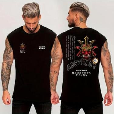Imagem de Regata Masculina Oversized‎ Moda Fitness Estilo Samurai Gym Abstract Style-Unissex