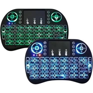 Imagem de Mini Teclado Sem Fio com Touchpad e LED Colorido, 92 Teclas, 2.4GHz, Recarregável, compatível com Xbox360/PS3/PC/Notebook/Tablet/TV Smart