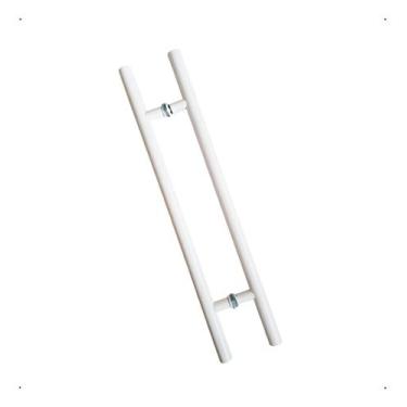 Imagem de Puxador Branco Alumínio 80cm Para Portas Pivotantes Portão Madeira Vid