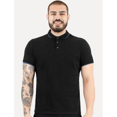 Imagem de Polo Ellus Masculina Piquet Classic Easa Friso Blue Preta-Masculino