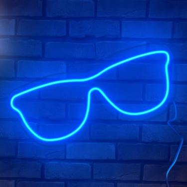 Imagem de Painel Neon Led Iluminação Decoração Óculos Loja 55cm (Azul Escuro)