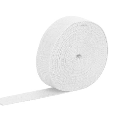 Imagem de Correias de algodão de 3,8 cm, tiras de 12 metros para bolsas para cinto de pano, alças, sacola, sacola DIY, decoração artesanal, branca